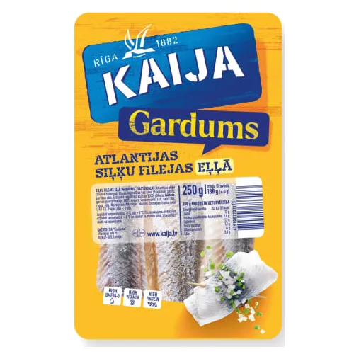 Atlantijas siļķu filejas marinādē, Gardums 250g (188g), Kaija