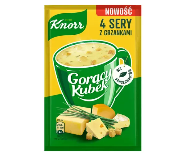 Ātri pagatavojamā zupa Četru sieru ar grauzdiņiem 17g, Knorr
