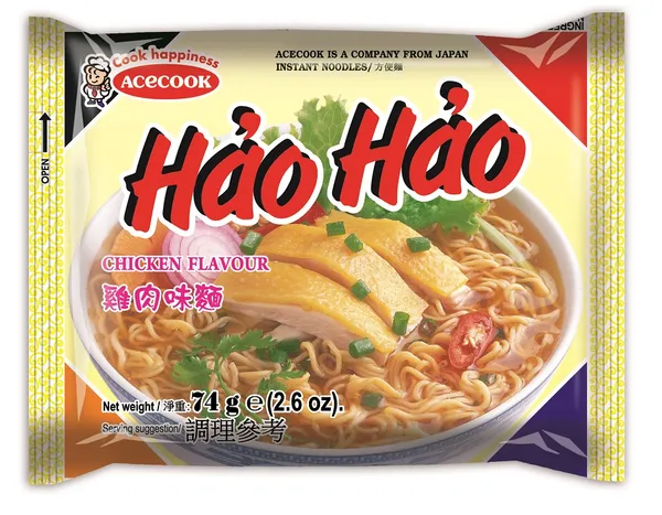 Ātri pagatavojamās nūdeles ar vistas garšu 74g, Hao Hao