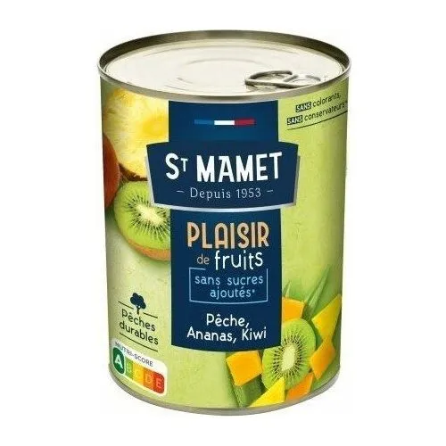 Augļu kokteilis: Persiks/Kiwi/Ananas 412g/235g ST MAMET