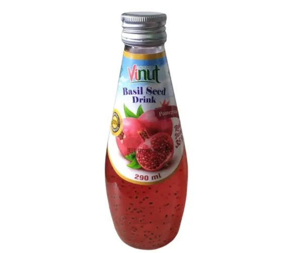 B/a gāzēts dzēriens ar bazilika sēklām un granātābolu garšu 290ml, Vinut