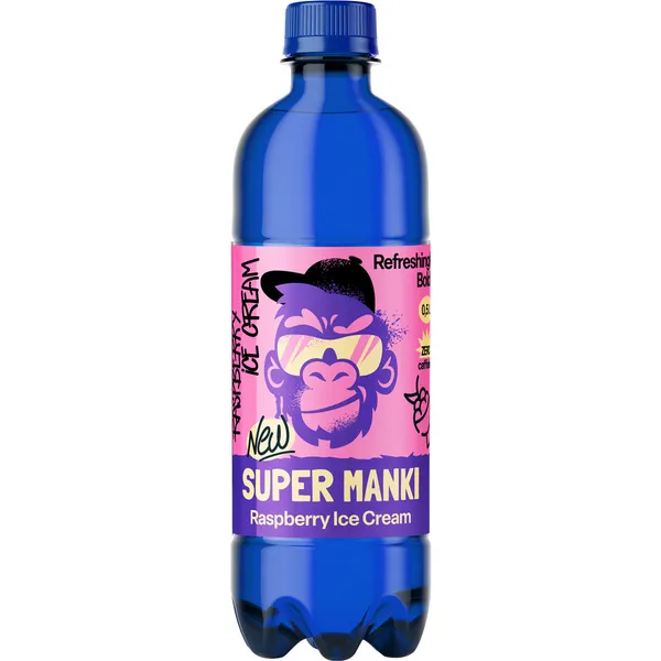 B/a gāzēts dzēriens Raspberry - Ice Cream 0.5l PET, Super Manki