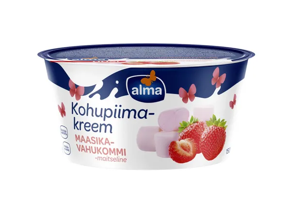 Biezpiena krēms ar zemenēm un zefīra garšu 150g, Alma