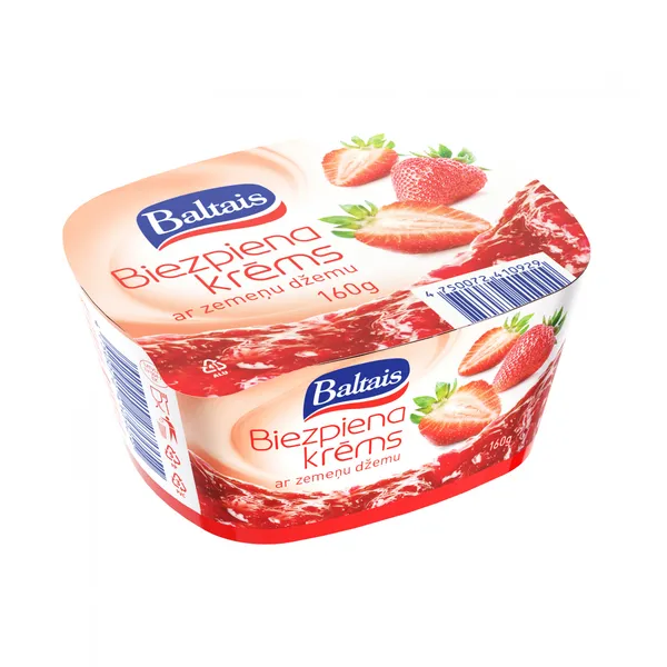 Biezpiena krēms BALTAIS ar zemeņu džemu 160g