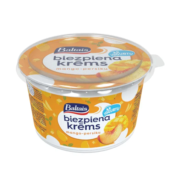 Baltais Biezpiena krēms Mango Persiku, 400g