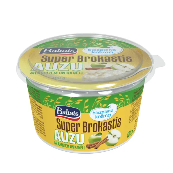 Biezpiena krēms Super Brokastis Auzu Ābolu Kanēļa 400g, Baltais