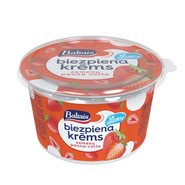 Baltais Biezpiena krēms Zemeņu Panna Cotta, 400g