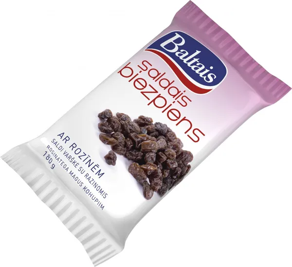 Saldais biezpiens BALTAIS ar rozīnēm 180g