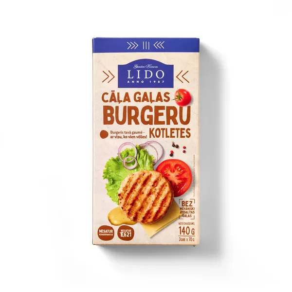 Cāļa gaļas burgeru kotletes 2x70g, Lido