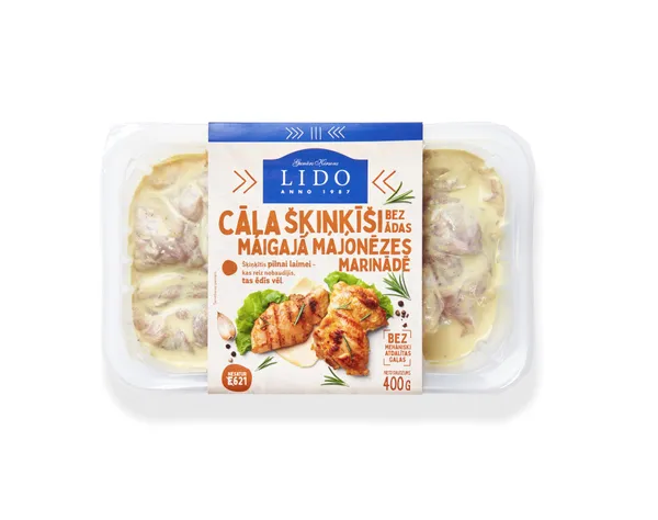 Cāļa šķiņkiši bez ādas majonēzes marinādē 400g, Lido