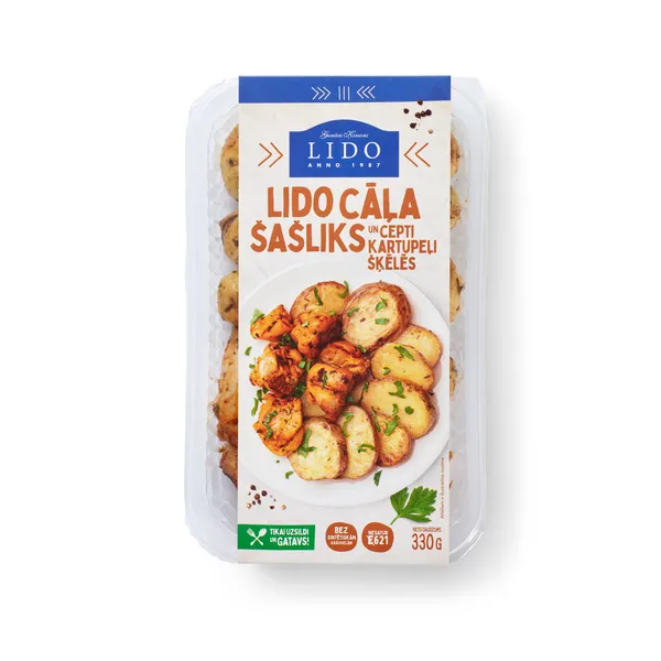 Cepts cāļa šašliks un cepti kartupeļi šķēlēs 330g, Lido