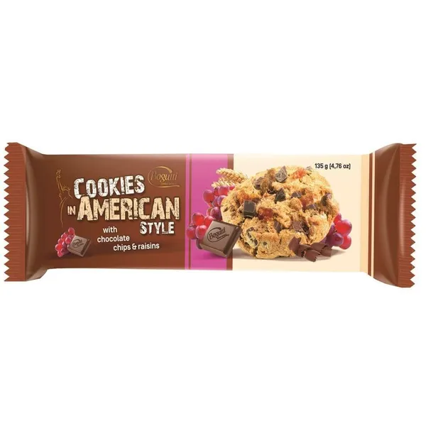 Cepumi American Style ar rozīnēm un šok. gab. 135g, Bogutti