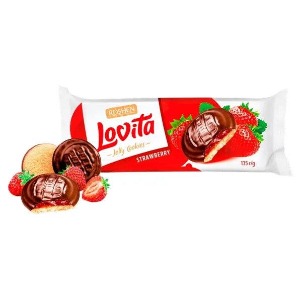 Cepumi Lovita ar zemeņu garšu 135g, Roshen