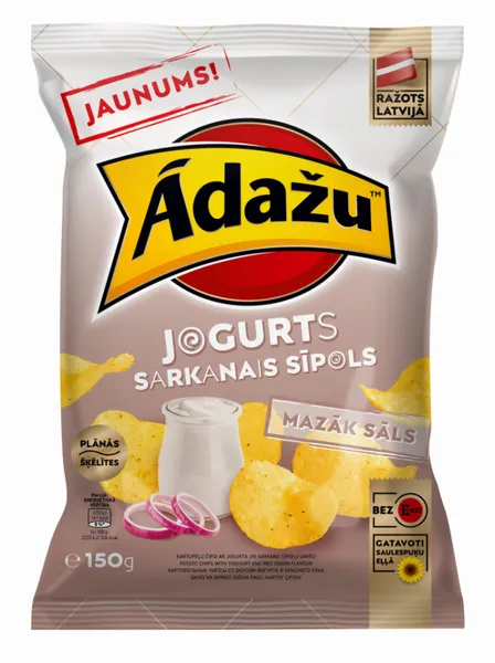 Čipsi ar Jogurta un sarkanā sīpola garšu 130g, Ādažu