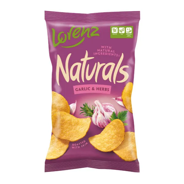 Čipsi ar ķiplokiem un zaļumiem Naturals 100g, Lorenz