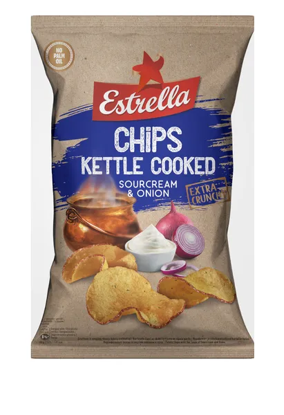 Čipsi ESTRELLA KETTLE ar skābā krējuma garšu 120g