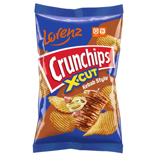Čipsi Crunchips X-cut ar kebaba un sīpola garšu 75g