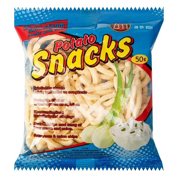 Čipsi kartupeļu ar krējumu un sīpolu 50g