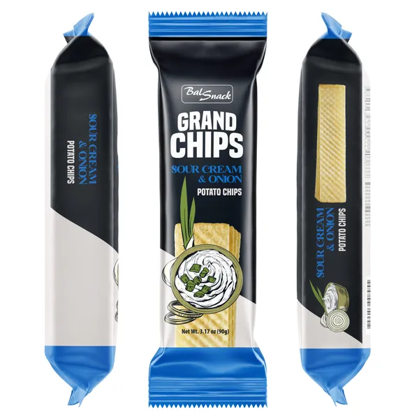 Čipsi kartupeļu lielie ar skābā krējuma un sīpolu garšu 60g