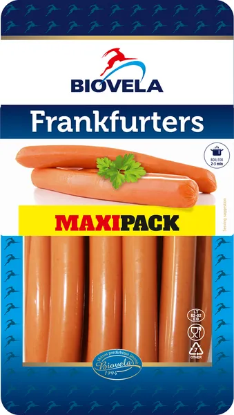 Cīsiņi Frankfurters 730g, Biovela