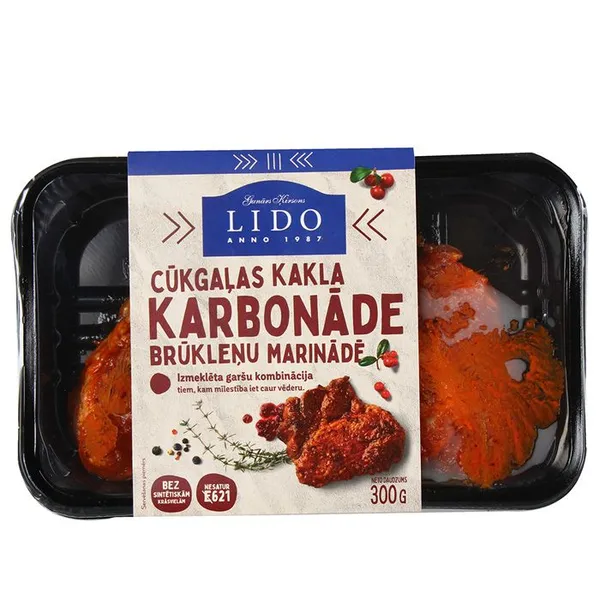 Cūkgaļas karbonāde brūkleņu marinādē 300g, Lido