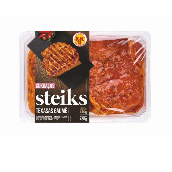 Cūkgaļas steiks Texasas gaumē, atdzesēts /kārbā/ 450g (405g), RGK
