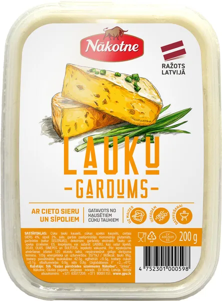 Cūku tauki Lauku gardums ar cieto sieru un sīpoliem 200g, GPU Nākotne