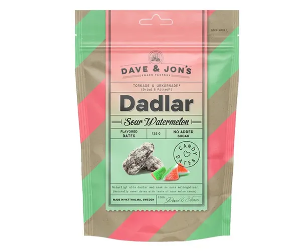 Daletes bez kauliņiem Sour Watermelon 125g, Dave  and  Jon's