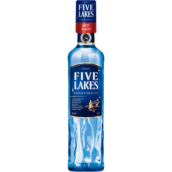 Degvīns Five Lakes Premium + glāzīte 40% 0.7l