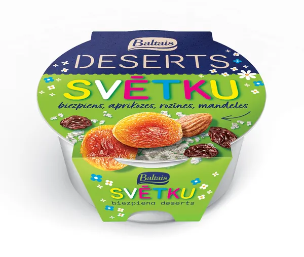Deserts biezpiena Svētku ar žāv. augļiem, mandelēm 200g, Baltais