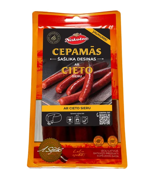 Cepamās šašlika desiņas ar cieto sieru NĀKOTNE 300g