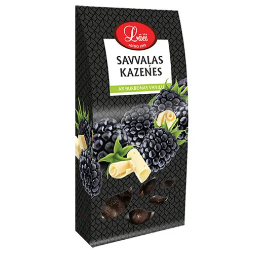 Dražejas Savvaļas Kazenes ar burbonas vaniļu baltajā šokolādē 100g, Lāči