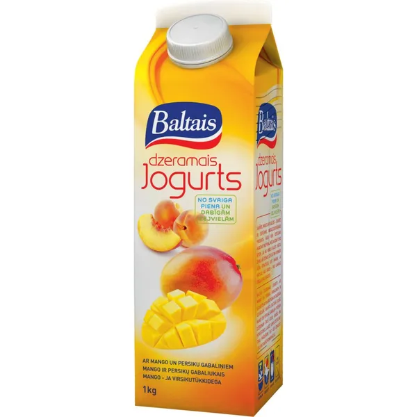 Dzer. jogurts Baltais ar persiku un mango 1kg