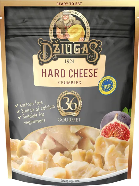 Džiugas 40% cietais siers 36m.GOURMET drupināts 100g