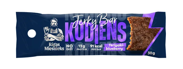 Gaļas uzkoda bar Kodiens Teriyaki Blueberry 30g, Jerky
