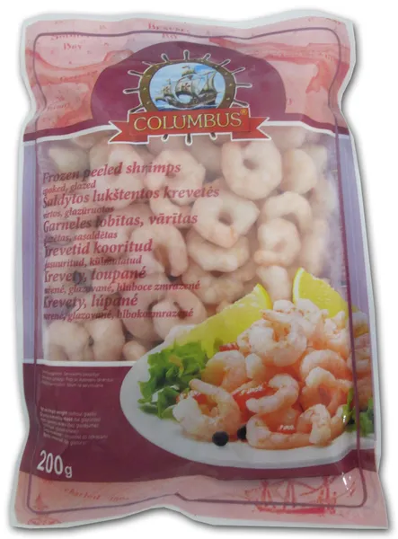 Garneles lobītas vārītas saldētas 100/200 N 200g, Columbus