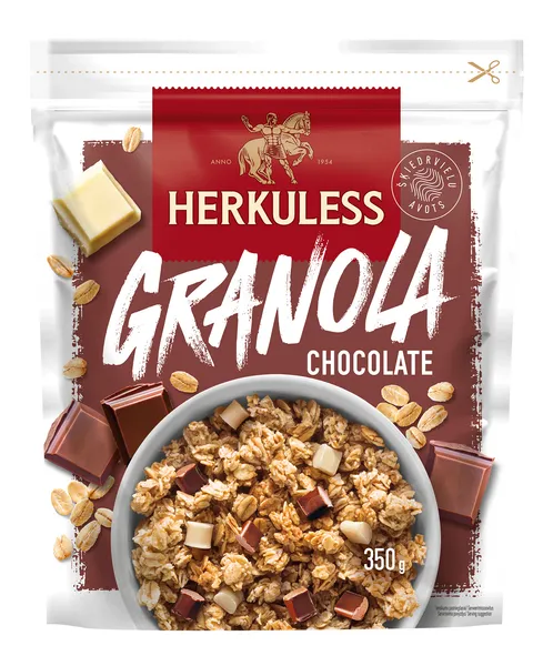 Grauzdēts granola musli Herkuless ar 3 veidu šokolādi 350g