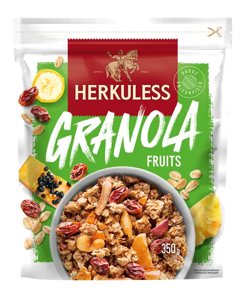 Grauzdēts granola musli Herkuless ar augļiem 350g