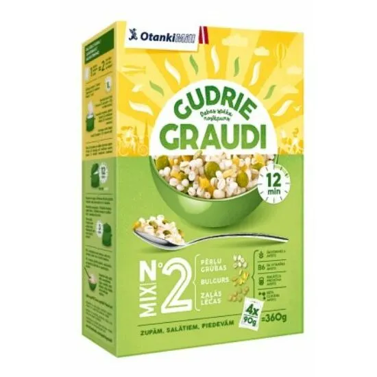 Graudu masījums grūbu, bulgura, zaļo lēcu 4x90g, Gudrie Graudi.