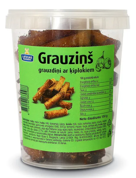 Grauzdiņi ar ķiplokiem Grauziņš 150g, Latvijas Maiznieks