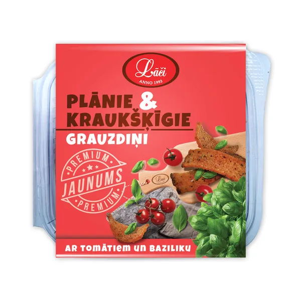 Grauzdiņi LĀČI plānie ar tomātu un baziliku 100g