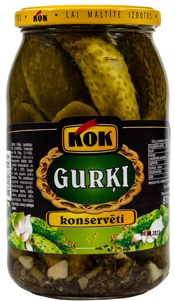 Gurķi konservēti 870g (520g), KOK