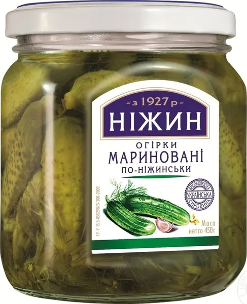 Gurķi marinēti NIZHYN , (5-7 cm), 450g/230g