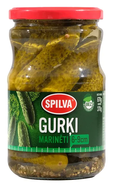 Marinēti gurķi Spilva 6-9cm 670g/360g