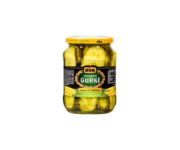 Gurķi marinēti Kok sagr.šķēlītēs 680g/360g