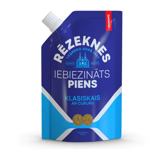 Iebiezināts piens "RĒZEKNES LEĢENDA" klasiskais ar cukuru, 250g