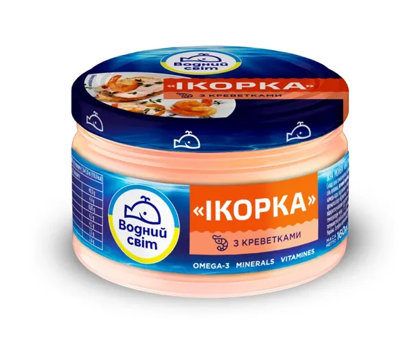 Ikru smēriņš ar garneļu gabaliņiem Ikorka 160g, Vodnij Svit