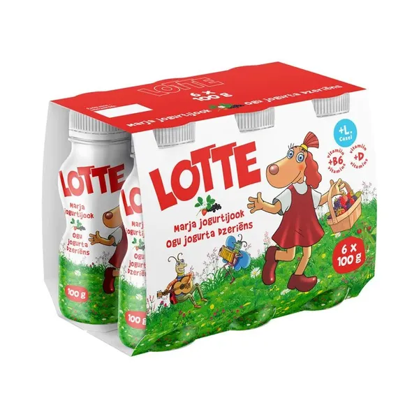 Jogurta dzēriens ar ogu garšu Lotte 6x100g, Tere