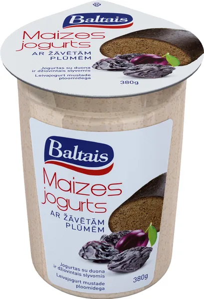 Baltais Maizes jogurts ar žāvētām plūmēm, 380g