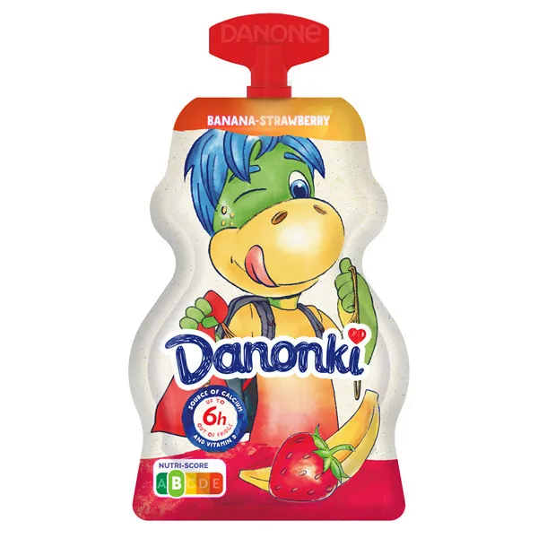 Jogurts DANONKI Pouch ar zemeņu-banānu garšu 70g
